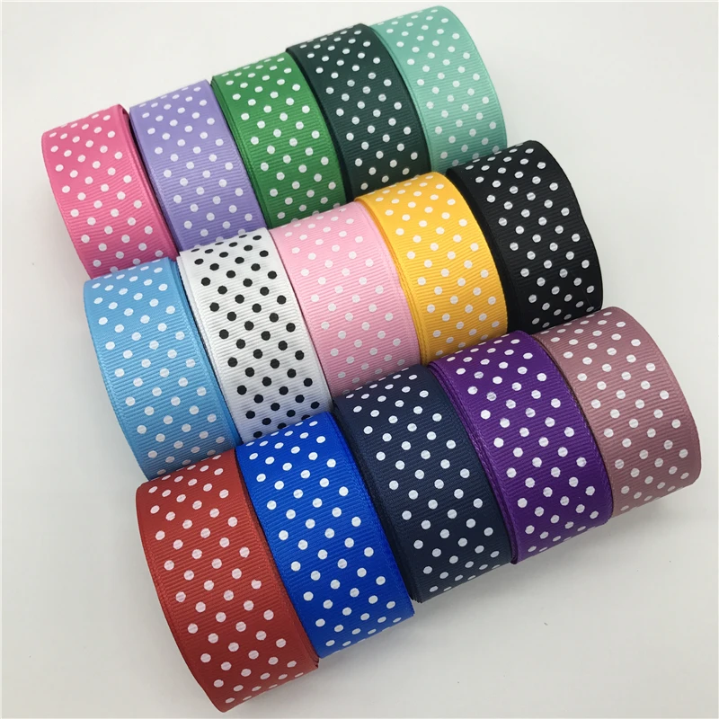 5 yardov 1inch 25 mm grosgrain stuha tlač Polka Dot pre vlasy Bow Party vianočné svadobné dekorácie
