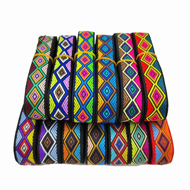 5 yardov 20 mm Jacquard Polyester Webbing Band Bag Bag Ramer Race Rase Decor Resi Bias Lace Tape Cloth