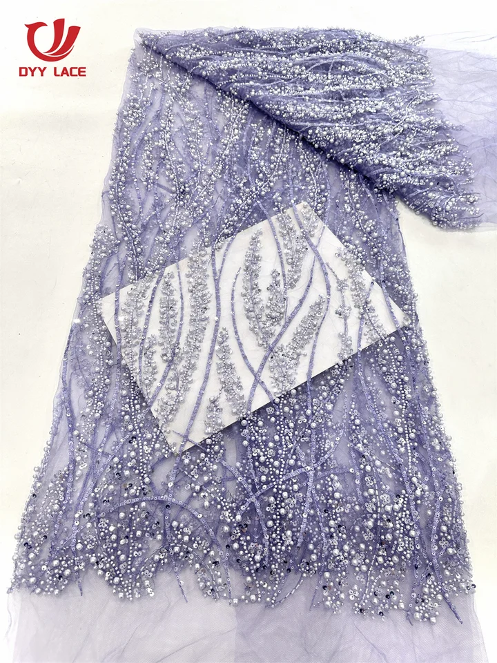5 yardov africká ženích Lace Lace Tkanina 2024 Vysoko kvalitné nigérijské luxusné flitry Typ čipky látky pre šitie svadobné šaty Ženy