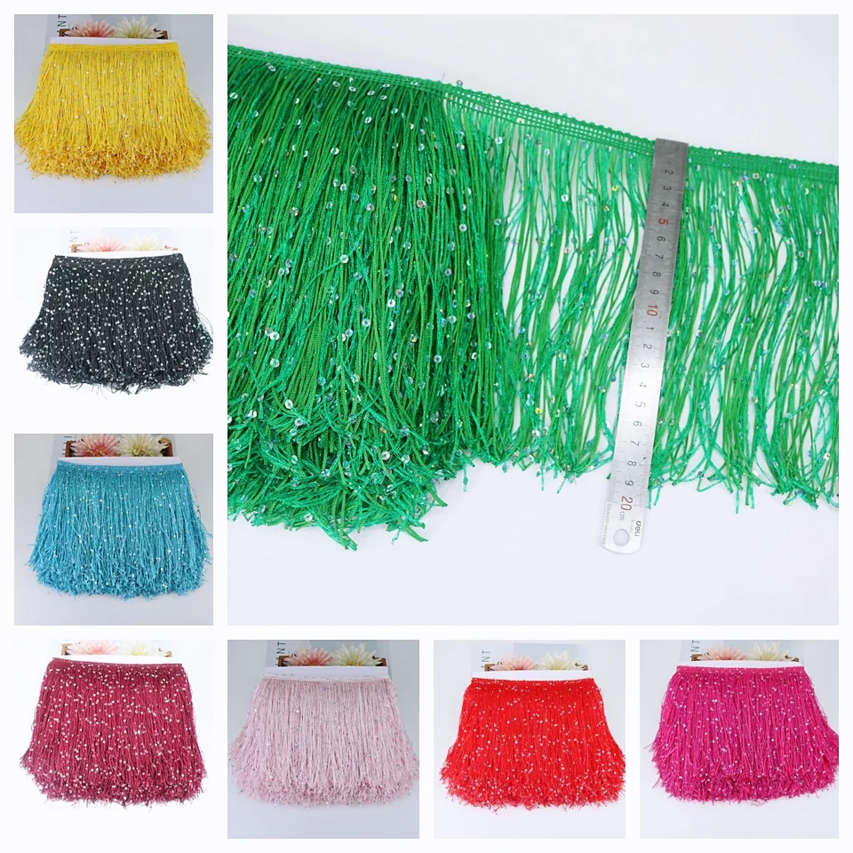 5 yardov Tassel Fringe Fringe Lace Clothes Latin Dance Dekoratívna kefa 19cm šírka strapslov pre remeslá Rif Diy Tink sukňa dlhá sukňa