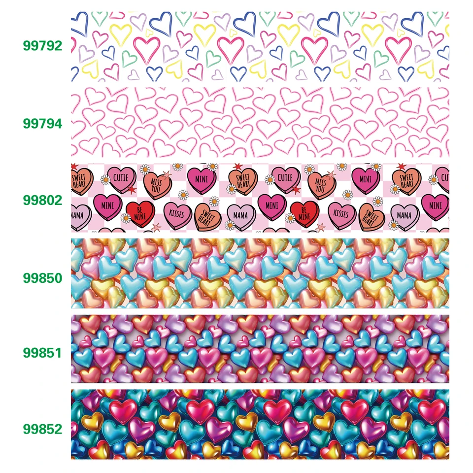 5 yardov Valentína Farebný grosgrain/satén Star Shine Ribbon Vytlačená stuha pre remeslá dekorácie Bow 99792