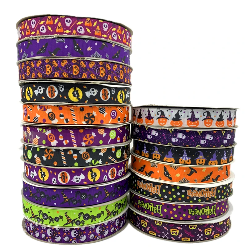 5 yardov/šarža 25 mm Halloween Grosgrain Ribbon Vytlačené stuhy polyester stuha na svadbu vianočné dekorácie DIY Šijacia látka