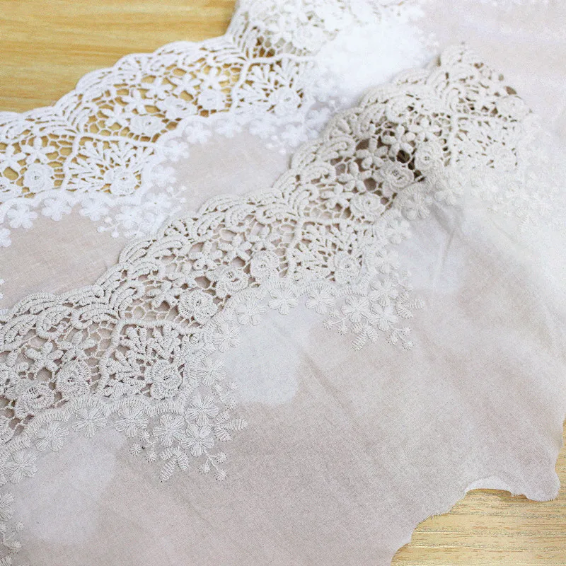 5 yardov/šírka šírky 20 cm biele 100% DIY Cotton Tance Lace Trim vyšívané duté čipky