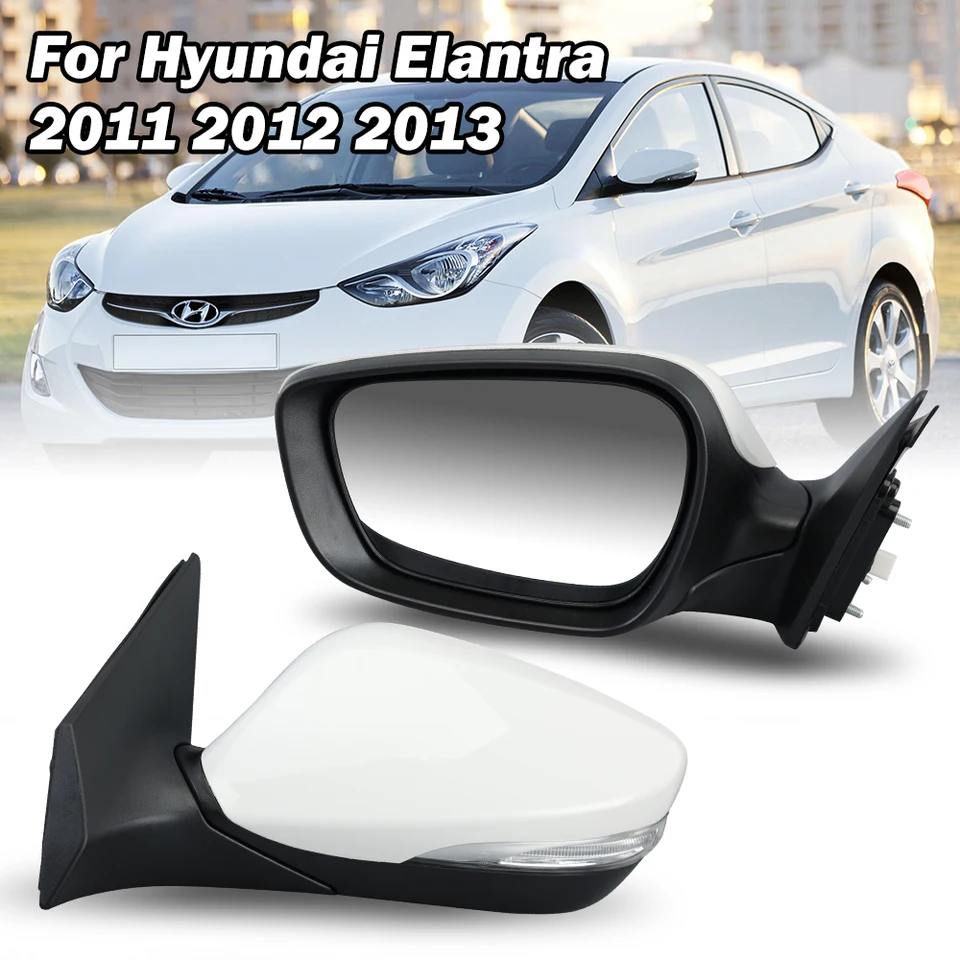 5 Zostava spätného zrkadla drôtu pre Hyundai Elantra 2011-2013 White Turn Signal Svetlo bez vyhrievaného bočného zrkadla