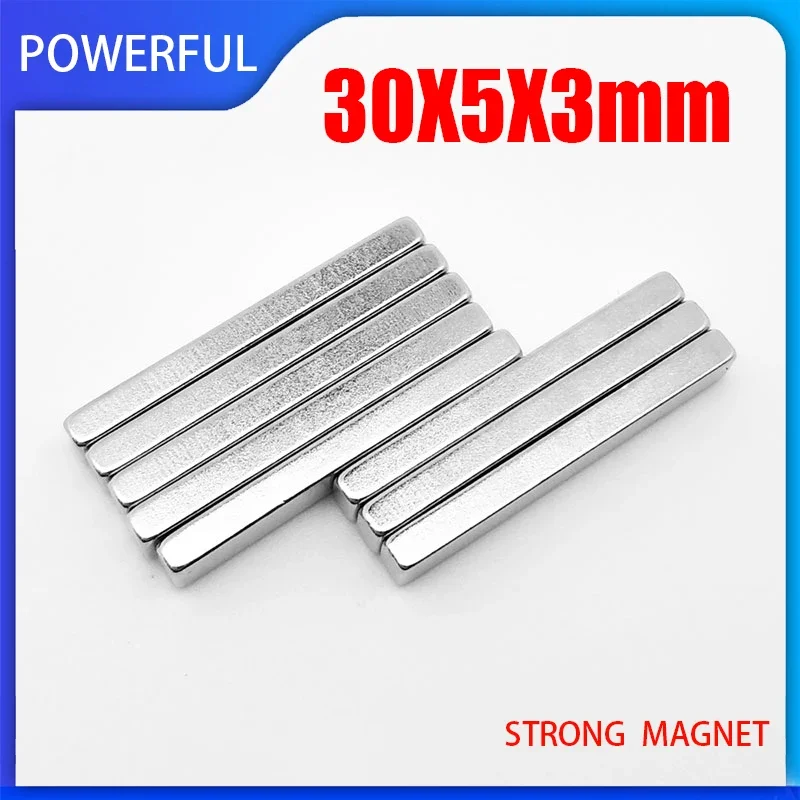 5 ~ 100ks 30x5x3mm Super silný štvorcový magnet N35 ndfeb Magnet zriedkavých zemín 30 mm x 5 mm x 3 mm neodymium magnety List