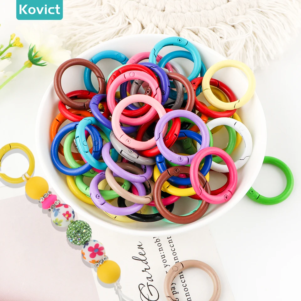 5 ~ 20ks farebný kovový o krúžok pružinová spona otvorená okrúhla karabinová kľúče klip hák pre psov reťazec DIY šperky spona konektor