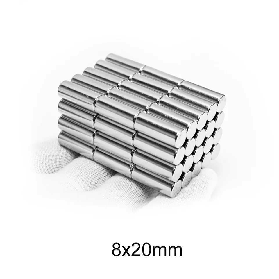5 ~ 50ks 8x20 mm super silný magnetický magnet 8 mm x 20 mm hrubý Neodymium Magnet Strong 8x20mm Round Magnet 8*20 mm