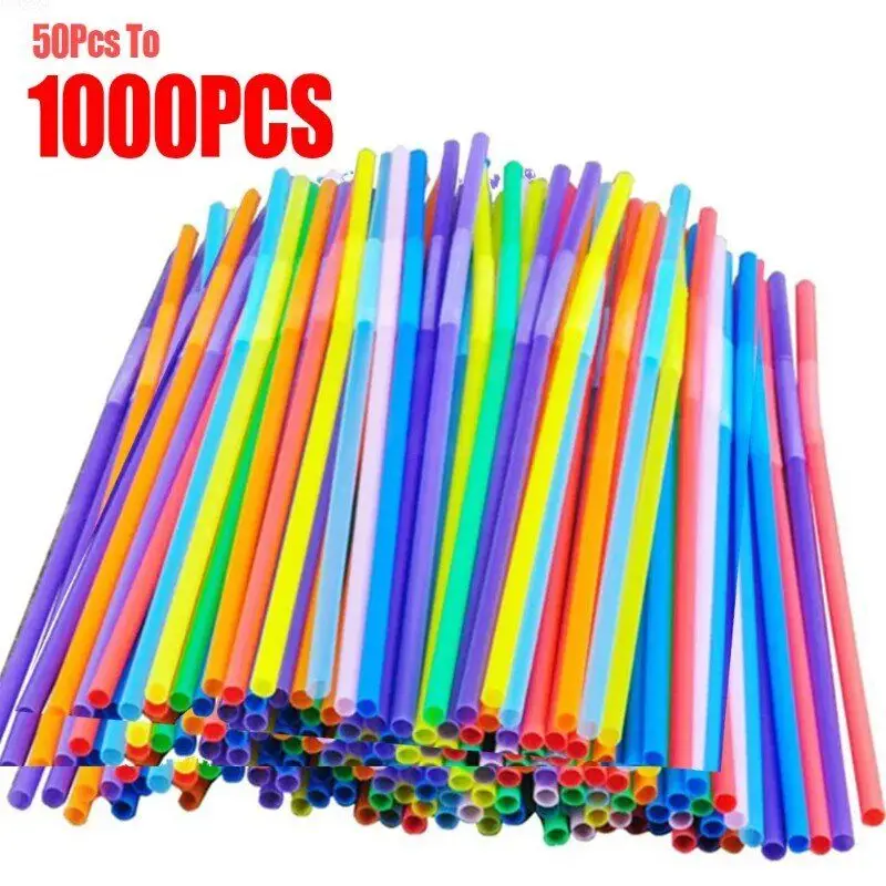 50-1 000 ks farebné a čierne pitie Kunststof Slaws bar Party Wedding Kitchen Kitchen Pajitas nápoj slama veľkoobchod