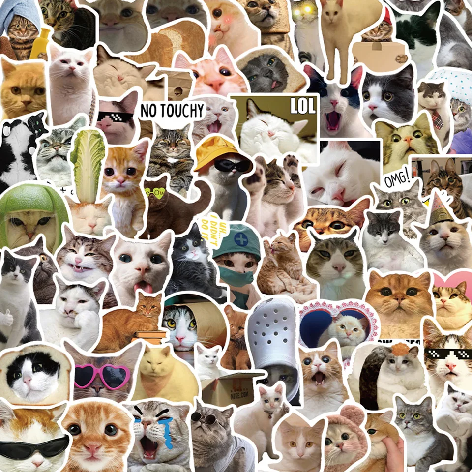 50/100 pcs Funny Cat Meme Stickers Toy DIY notebook notebook Motocykel laptop batožina chladnička Graffiti roztomilé zvieratá obtisky