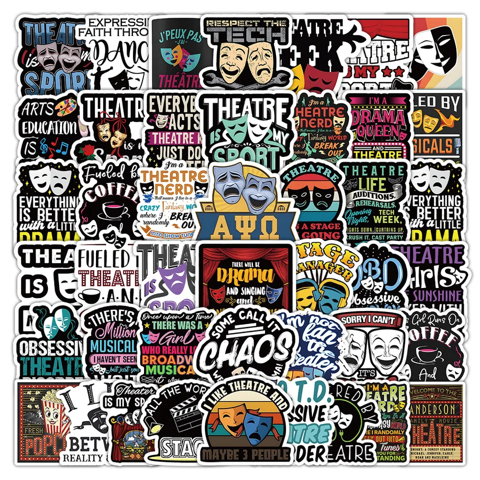 50/100 pcs Funny Mask Cartoon Drama Theatre Theatre Graffiti Nálepky pre notebook pre notep