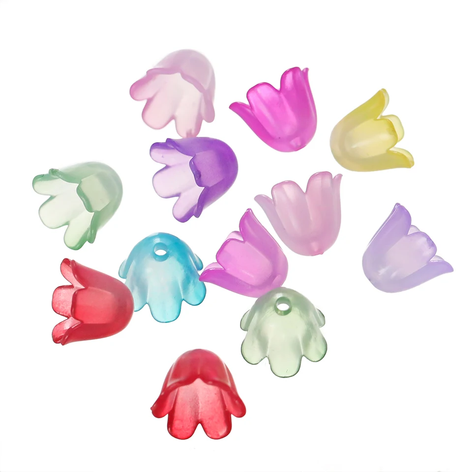 50/100 pcs Lily Flownt Gradient Farba Akrylové guľôčky čiapky uvoľnené vesmírne korálky na koráli