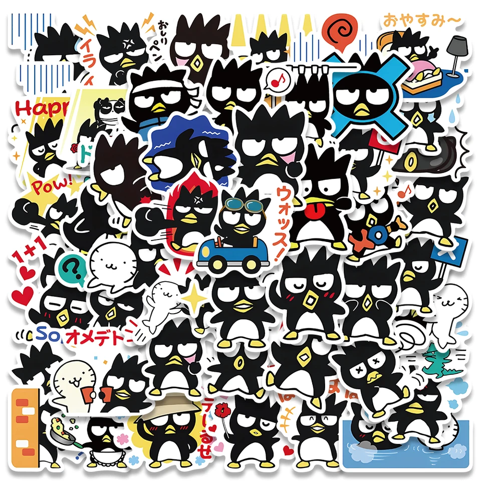 50/100 pcs Sanrio Bad Badtz Maru Penguin Anime Stickers Roztomilé hračky Nálepky denníka Scrapbooking NAPOJECKÝ KOSTOR CURCASE STRACKER PRIPOJENÉ