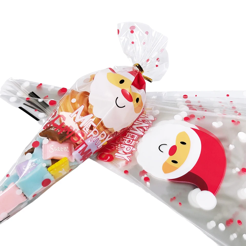 50/100 pcs vianočné darčekové tašky Santa Snowflake Candy Cookie Coone Bags Xmax Balenie Plastové darčekové puzdro vianočné dekorácie 2024