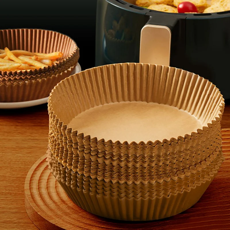 50/100ks, letecká fritéza na jednorazové papierové podšívky, jednorazové vložky vzduchového fritézy, bezprúdové papiere na pečenie Airfryer, okrúhlym leteckým prašičom