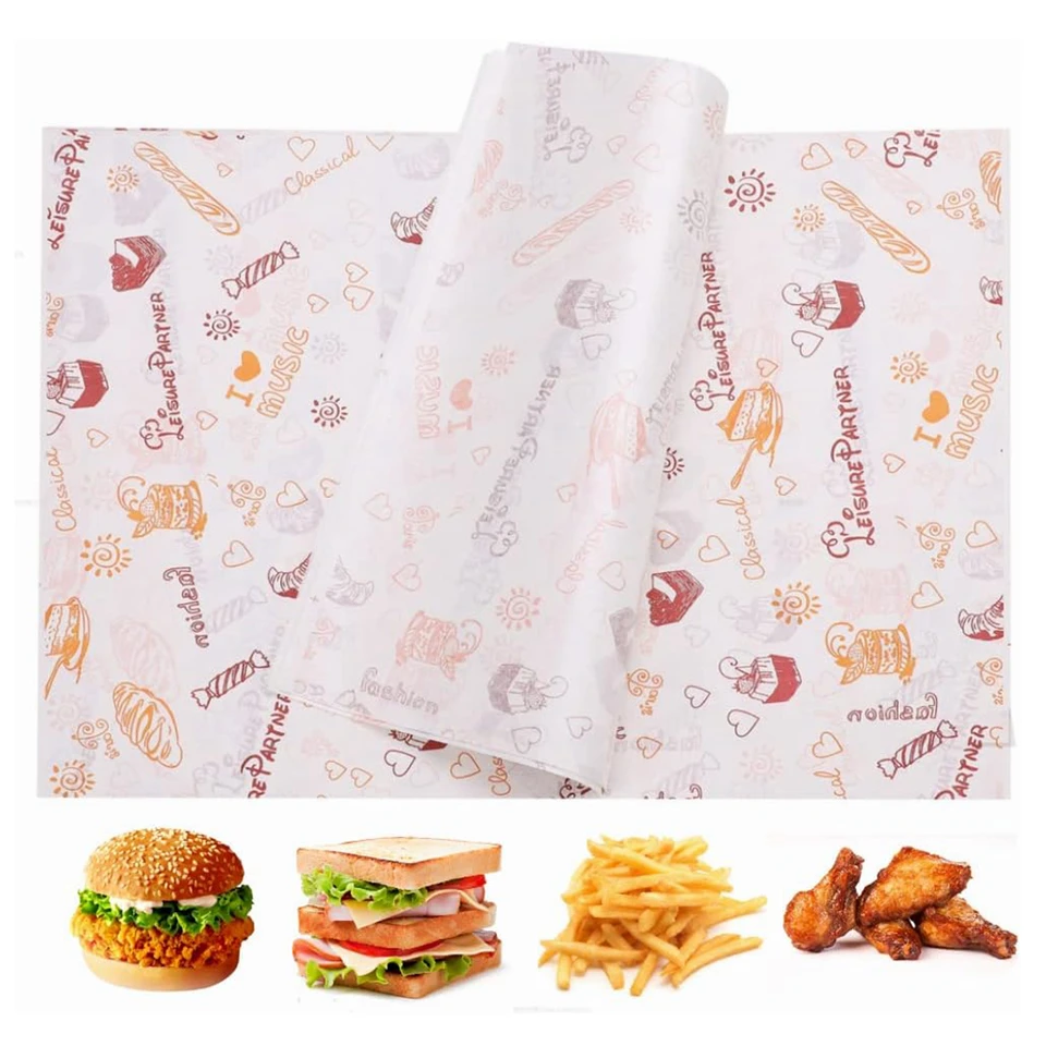 50/100ks pergamen papier pečenie náradie potravinársky mazivo papier chlieb sendvičové hamburger hranolky obaly cookie olej