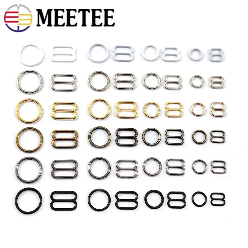 50/100sets Metal O Ring Buckles Bikini podprsenky Obliekanie Nastavte sponu na posuvné sponky Spodky Pripojte Hook Šitové Hardvérové ​​doplnky