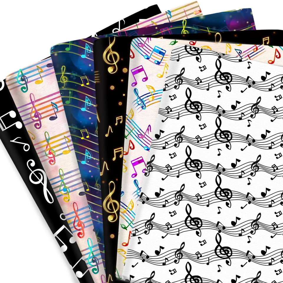 50*145 cm hudobné poznámky Piano prešívanie látky Polyester Cotton Craft DIY ručne vyrobené odevy bábiky tkanina Patchwork DIY ručné remeslo