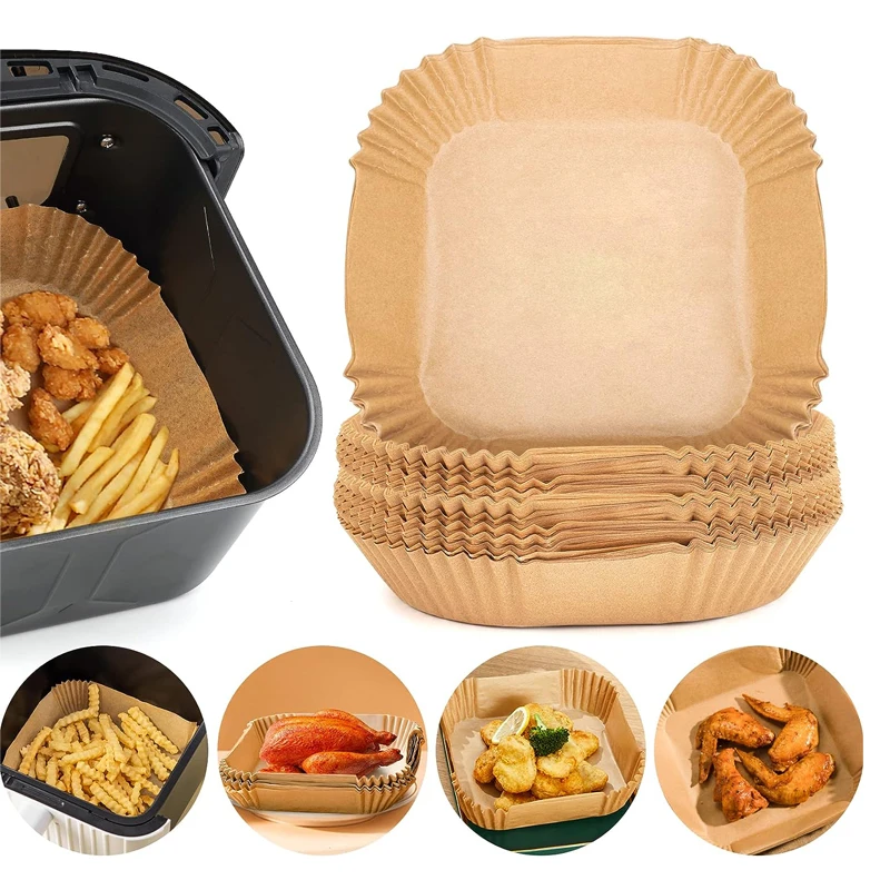 50/16ks kuchyňa na jednorazový letecký papier Air Fryer Papier Nepreckost rúry Oil-odolný rohožový papier na pečenie pre vzduchové fritézy