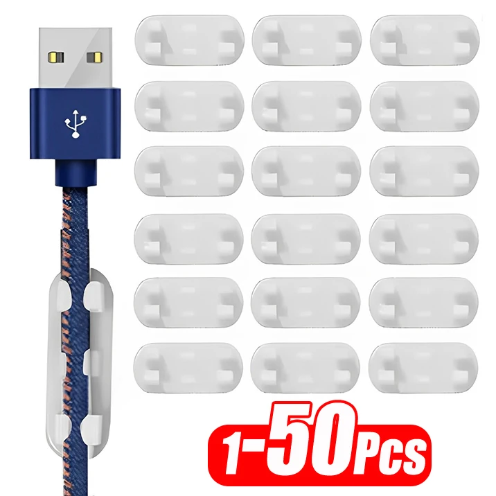 50-1pcs Organizátor kábla Self Adhessive Data Line Management Drieska drôtov Dršík na stenu Správca káblových klipov Dátové riadky Organizátor Winder