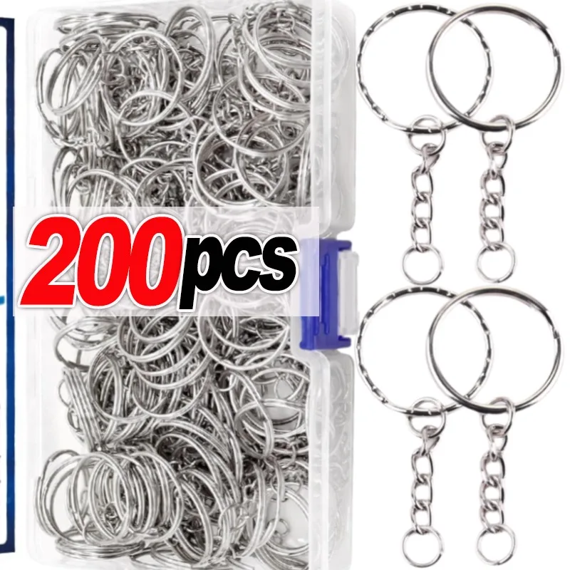 50/2 200ks strieborné kovové prázdne Klávesové kľúče Klávesové kľúče rozdeliteľné kľúče kľúča KeyfoB Držiteľ Krúžkovač DIY nálezy