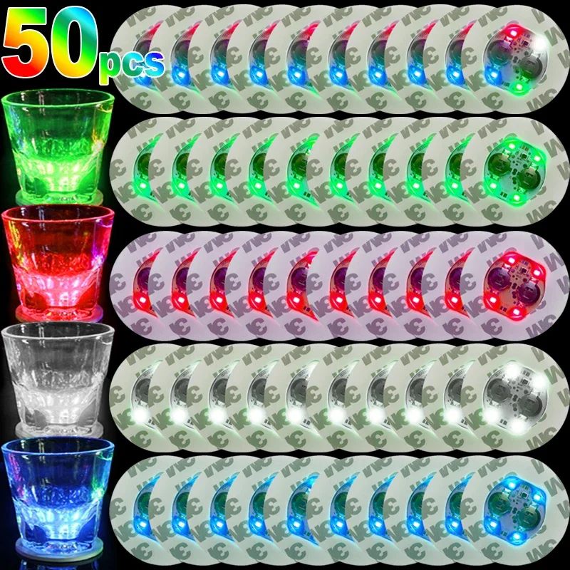 50/25/10/5ks LED dráha s batériou s rýchlymi fľašami Coasters Stumpers Cocktail Fľaše fľaše poháriky rohož Bar Club Party Decor Decor