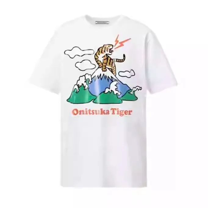 50/5000 [Classic] Onitsukatiger OnitSukatiger Tiger Oficiálne mužské a dámske neformálne móda jednoduché tričko s okrúhlym krkom