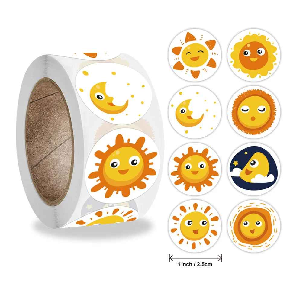 50-500ks karikatúra roztomilá expresia Sun Moon Chick Kid Stickers odmeňte štítky pre deti študentská hračka hra scrapbooking darček