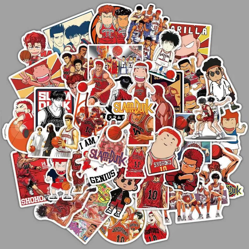 50/59ks Cool Slam Dunk Cartoon Graffiti Nálepka na batožinu Karikatúra Karikatúra nepremokavá balená notebook pre notebook pre kožné umenie Dodávky
