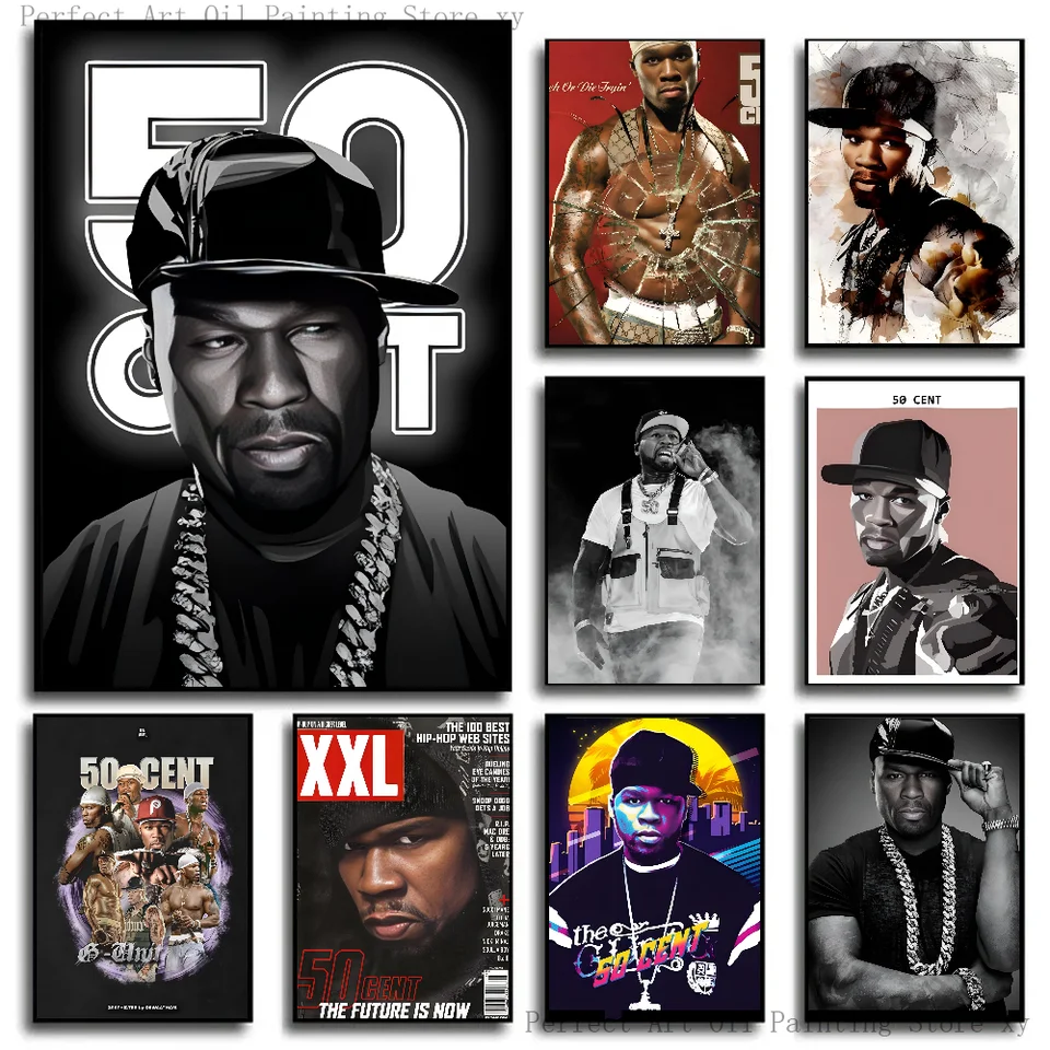 50 Cent American Hit Pop Hip Hop Rapper Music Plagát Papier papier Domov obývacia izba Spálňa Vstupný bar kaviareň maľba