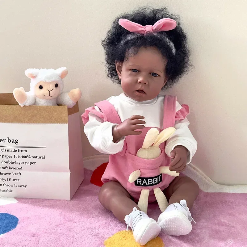 50 cm Bebe Doll Reborn Baby Liam v čiernej koži Gilr Doll Novorodenec vysokej kvality zberateľná umelecká bábika