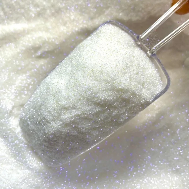 50 g/taška biela dúhová prášok na nechty trblietky 0,2 mm ultra jemné trblietky Prach Holographic Dúh Chrome Pigment Iridescent Glitter