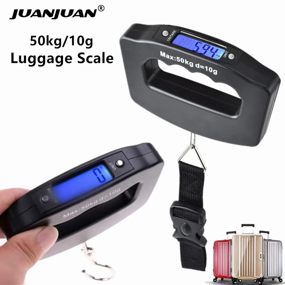 50 kg 10g prenosné mini visiace stupnice Elektronická váhová batožina Stupnica Fish Hook Digital Scale Blue Display Balance Balance