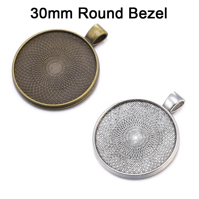 50 ks 30 mm bronzový prívesok Tray 1 1/4 palca Antique Brass Brany Pendant Pendant Blanks Cabochon Rám