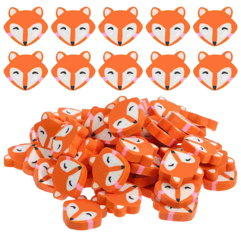 50 ks Little Fox Eraser Bulk Gumy for Kids Cute Mini Animal Cap ceruzky faux