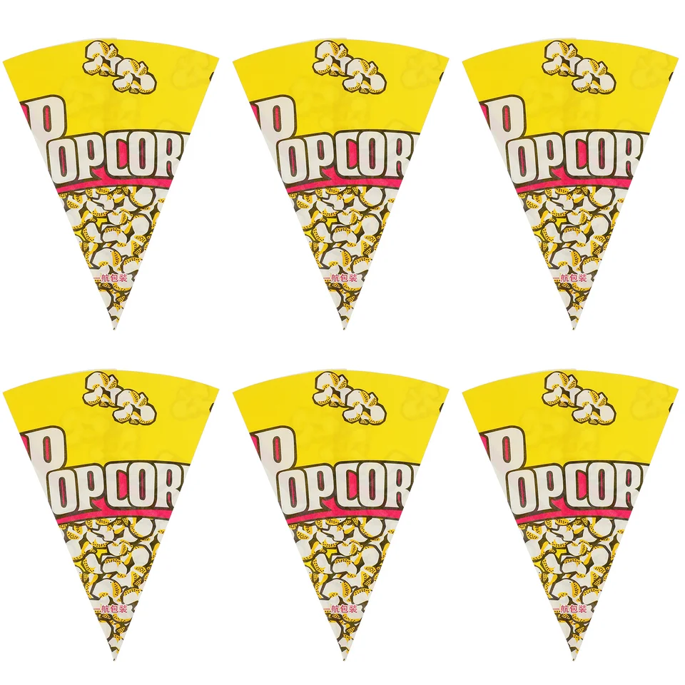 50 ks popcorn papierová taška Individuálne porcie vrecká Kontajner prenosný balenie kužeľa v tvare vzoru dizajn balenie