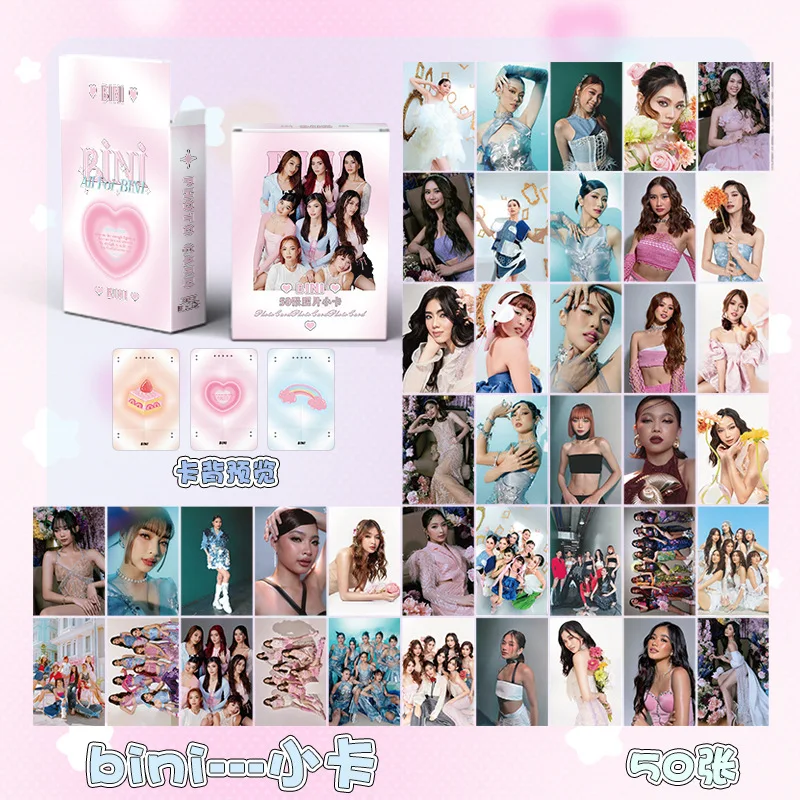 50 ks/set Philippine Girl Group Bini Laser Lomo Card Aiah, Mikha, Colet Star postava HD Fotocard Fans Collection
