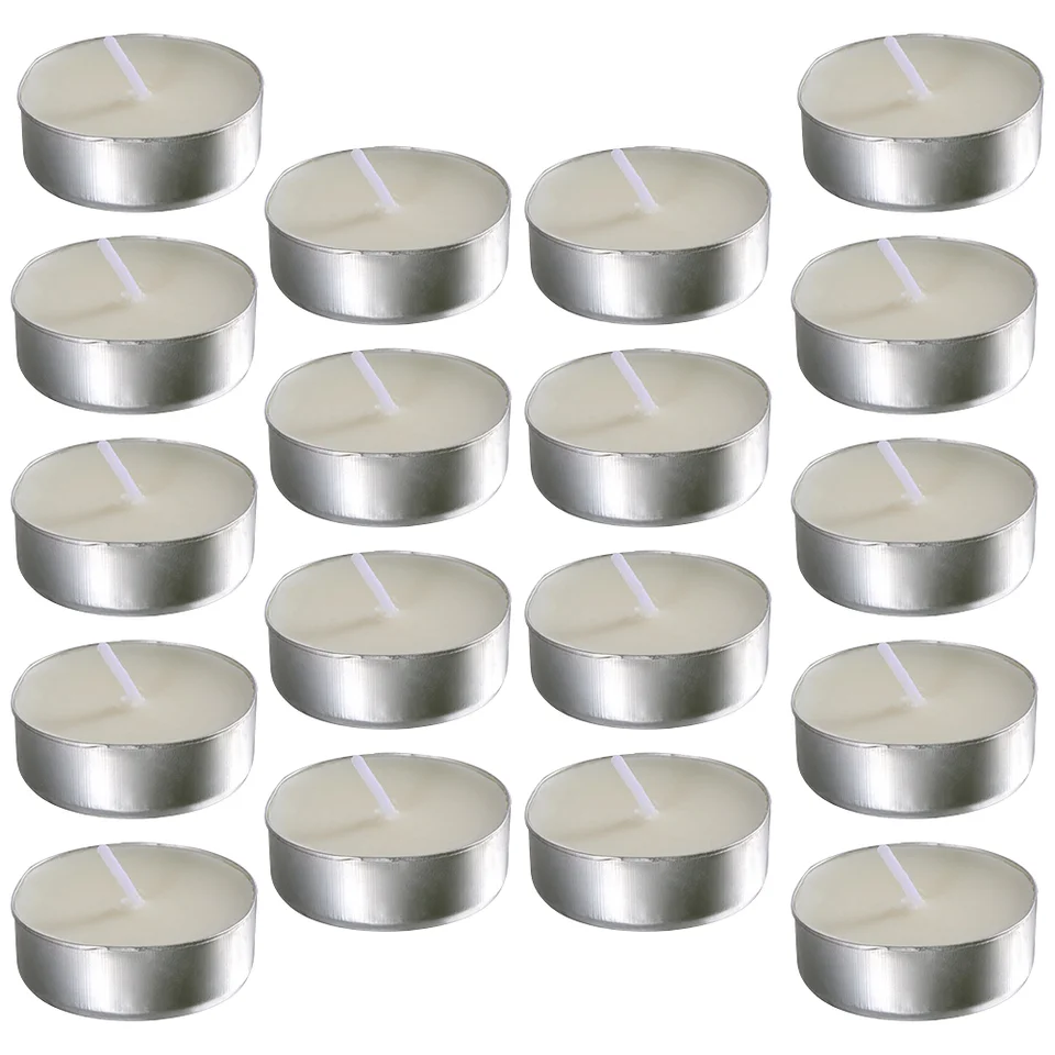 50 ks čajové voňavé sviečky Mini ozdoby Tealight parafín bezplatný biely