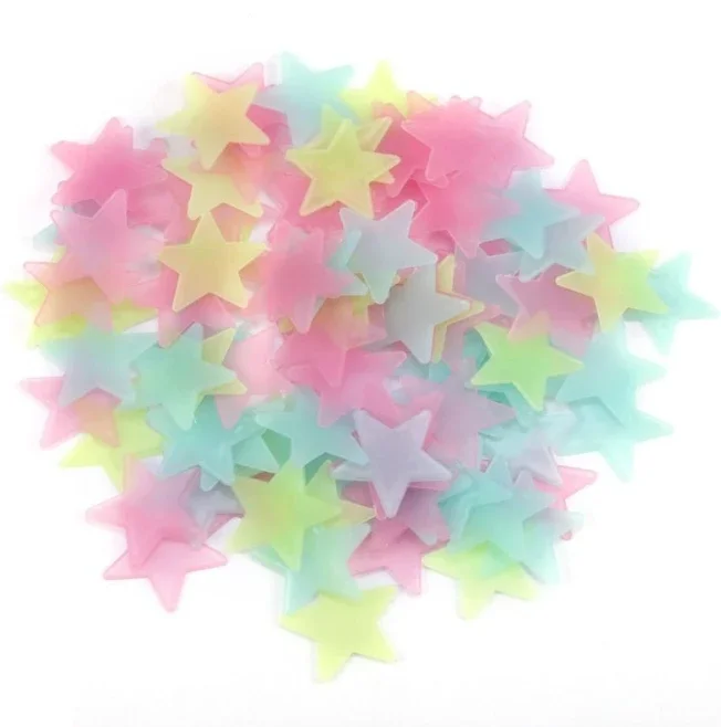 50 ks žiarivých fluorescenčných nálepiek na stenu 3D hviezdy žiaria v temnej stene nálepky pre deti detská izba Spálňa Strop