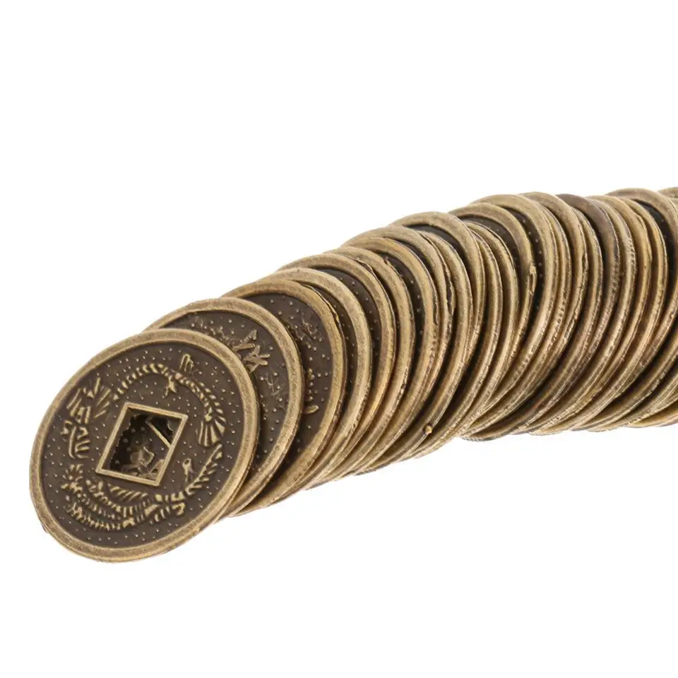 50 kusov Feng Shui I-Ching Coins zliatiny Čínske bohatstvo Coin Souvenír Domáca dekorácia 2cm/ 0,78 palca