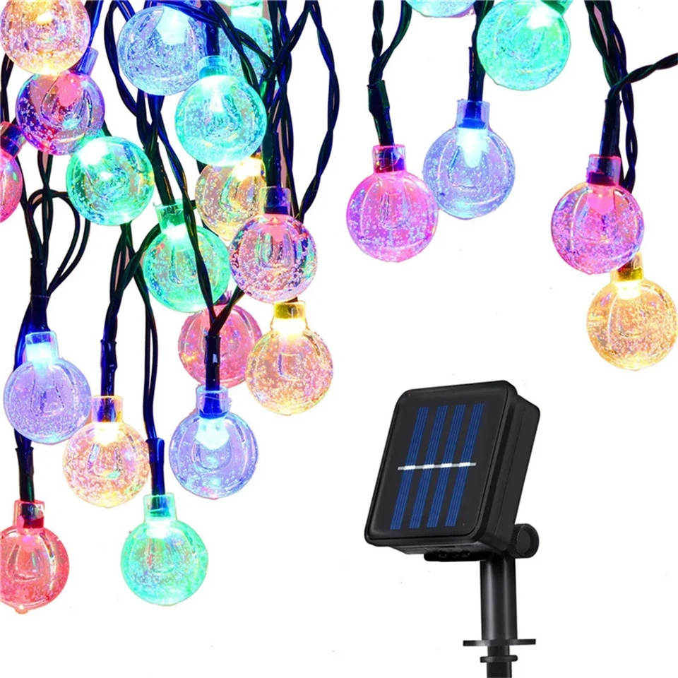 50 LED diódy 10 m krištáľová guľa Solárna lampa LED LED reťazec rozprávkové svetlá solárne girlandy záhradné vianočné výzdoba pre vonkajšie farebné