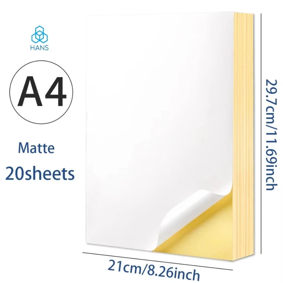 50 listov A4 A4 Self-Abseling Printing Paper White Label Glossy/Matte pre farebný laser/atramentová tlačová tlačová tlač