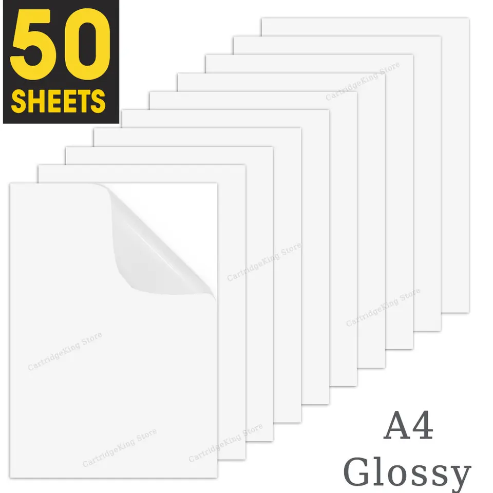 50 listov lesklý tlačiteľný vinylový nálepka papier A4 Self-pomocná tlačiareň 210 mm x 297 mm práca pre štítok DIY tlačiarne DIY atramentovej tlačiarne