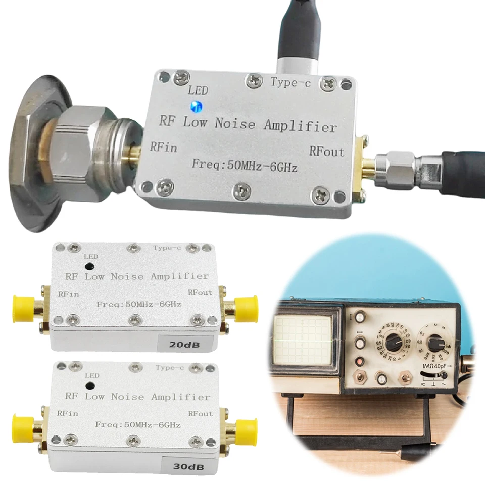 50 MHz-6GHz LNA RF Drive Signal prijímač s SMA 20DB 30DB Zosilňovač RF Zosilňovač s nízkym hlukom pre HackRF One GPS Radio FM Radio FM