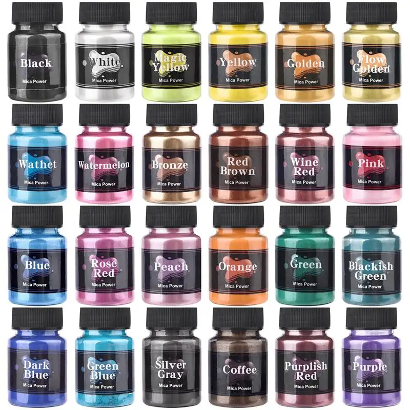 50 ml 24 farieb živice perlové práškové pigment výplň sviečka farbenie farbivo minerálny prášok epoxidová živice farbivá šperky výroby doplnkov