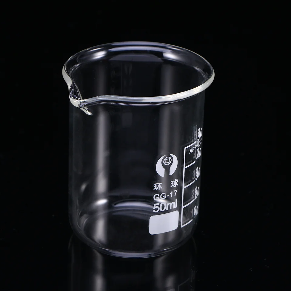 50 ml dodáva tekutý merací šálka vedecké tekutiny Priehľadné šálky sklenené kadičky absolvované banka malá banka
