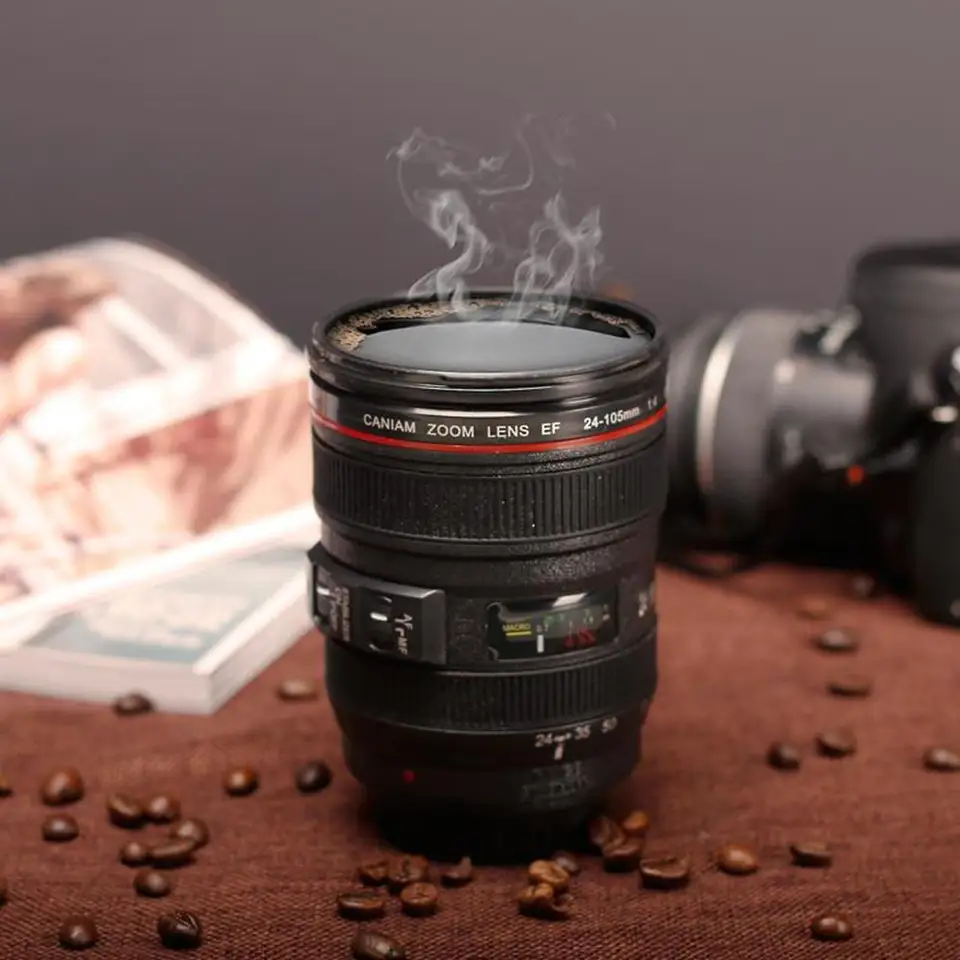 50 ml šošovky fotoaparátu kávu/šálka s vekom foto kávy hrnčeky abs+nehrdzavejúca oceľ Cestovná šošovka hrnčeka Thermos