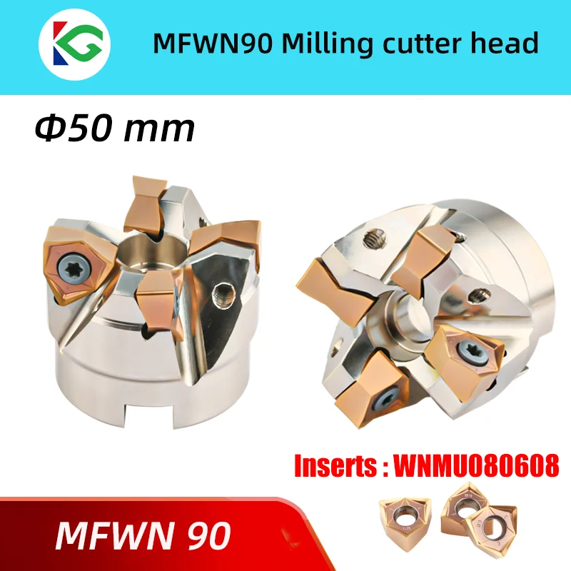 50 mm frézka na mletie Disk Disk MFWN 90 stupňov MFWN90 Frézová rezačka hlavy obojstranná hexagonálna šesťhranná rezanie pre WNMU08 vložku