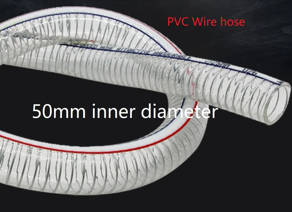 50 mm vnútorný priemer 2 palcový 2 '' PVC drôt zosilnený hadicový hadicový hadicový drôtený drôt spletený flexibilný rúrkový olej odolný proti olejovi odolné voči bezchybnej zmesi