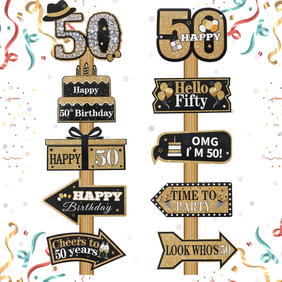50. narodeninové dekorácie čierne zlato Rose Gold 1975 Party Sign Decortions Decortions Šťastné 50. narodeninové oslavy Znaky Znaky