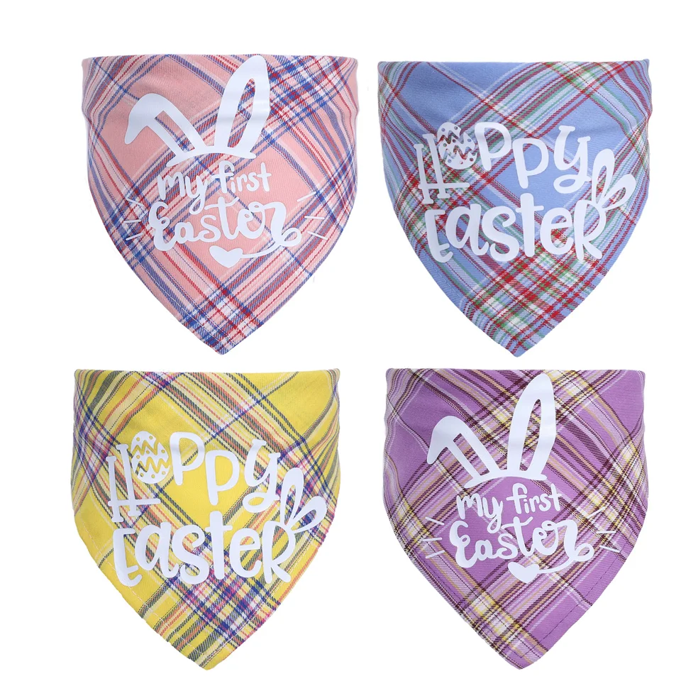 50 percent/veľa Veľkonočných domácich miláčikov Bandanas Cotton Plaid Bunny Pes Dog Triangle Scarf Bribs Holiday Dopssory Accessories